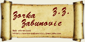 Zorka Zabunović vizit kartica